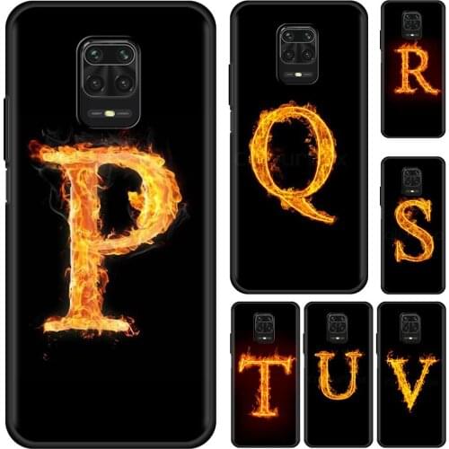 Flame Fire Initial Letter A B Cell Phone Case for Xiaomi Redmi Note 9S 9 8 10 Pro 7 8T 9C 10 9A 7A 8A K40 Mobile Phones Cover