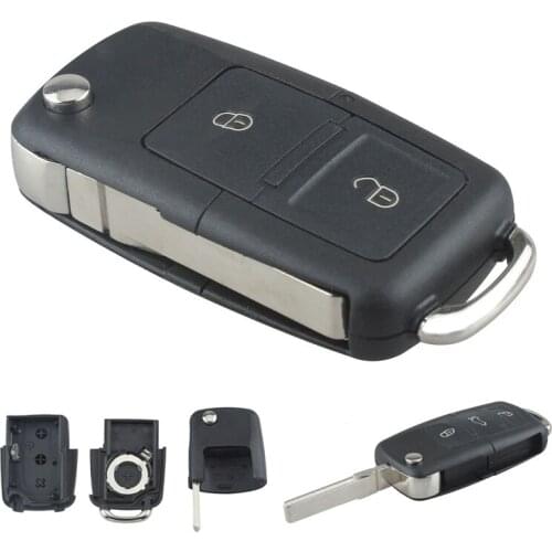 Black 3 Buttons Smart Auto Car Remote Replacement Key Case No Chip with Uncut Car Flip Key for Volkswagen MK5 Vehicles