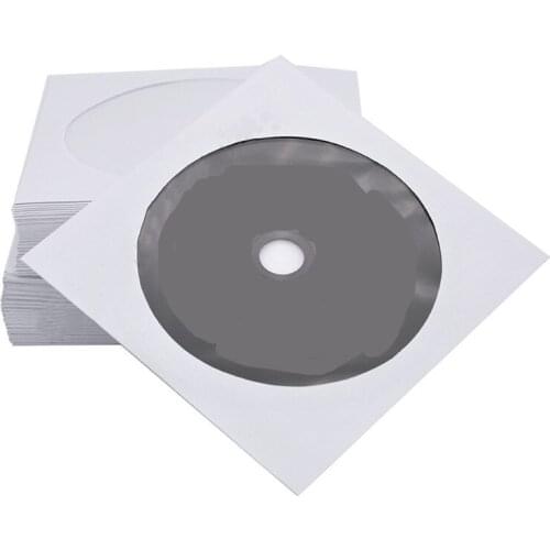 100Pcs White Disc Paper Cardboard Envelopes Paper Storage Holder dust-proof Covers Anti-static Container 8/12cm Disc Organizer