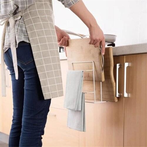 Home Double Layer Iron Kitchen Cabinets Shelf Chopping Board Storage Rack Shelves Kitchen Towel Holder Rack Free Drilling
