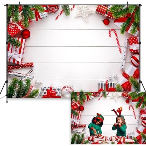 Christmas White Wooden Wall Backdrop Xmas Holiday Gift Wood Christmas Backdrops New Year Party Decorations Photo Background