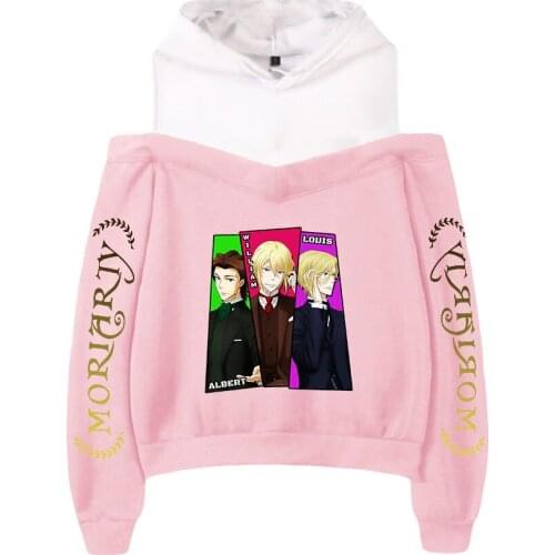 Kawaii Japanese Anime Moriarty The Patriot Off-the-shoulder Sweatshirt Girl Clothes Long Sleeve Streetwear Loose Trend Clothes