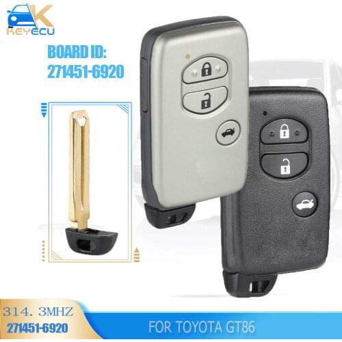 KEYECU Board ID: 271451-6920 Smart Keyless Remote Key 312MHz/ 314.3MHz/ 433MHz for Toyota GT86 for Subaru Forester