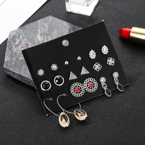 Statement metal geometric triangle crystal earrings new carved flower earrings for women trendy seashell party jewelry earrings