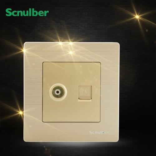 Metal cover luxury golden RJ45 8pin 8p adapter and TV wall switch socket