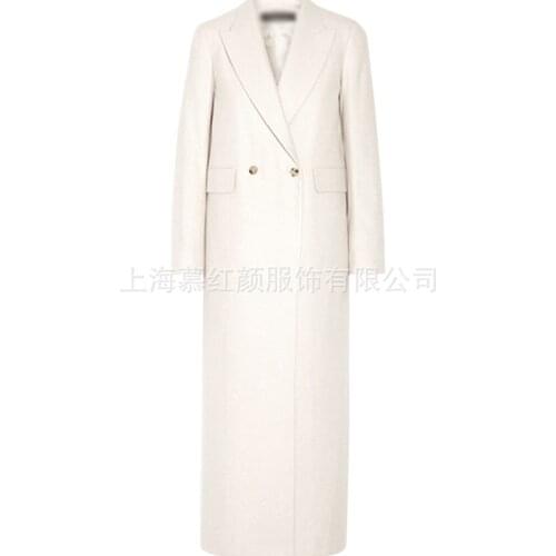 Fashion Outerwear White Women Winter Coat Wool 2021 New Double Breasted Cashmere Vintage Elegant Jacket X-Long Coat Female