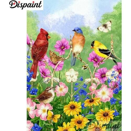 Dispaint Full Square/Round Drill 5D DIY Diamond Painting "Birds and flowers" 3D Embroidery Cross Stitch Home Decor Gift A12896