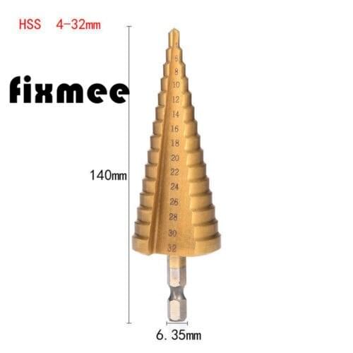 4 -32mm Titanium Coated Metal Hex Core Drill Bits HSS High Speed Steel Step Drill Bit Set Cone Hole Wood Cutter Taper Metric