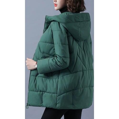 2021 New Winter Padded Jacket Womens Mid-Length Fashion Thick Winter Womens Clothing Large Size Loose Hooded Female Coat