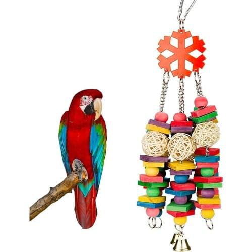 New Parrot Bird Block Chewing Toy, Multi Colored Natural Wooden Blocks Knots Bird Tearing Chewing Toys for All Birds