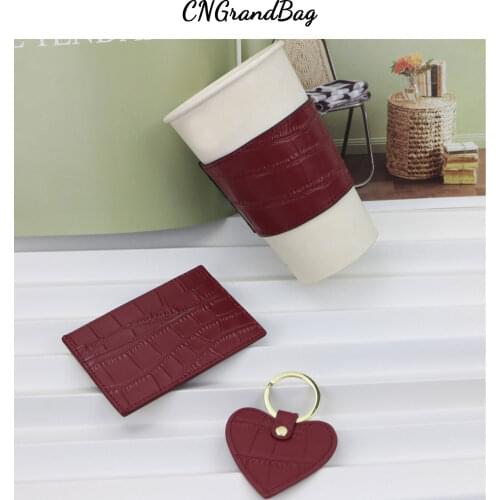 Personalized Genuine Leather Cup Holder Insulated Leather Cup Sleeve Saffiano smooth Leather Non-slip Wraps for Beverage Cups
