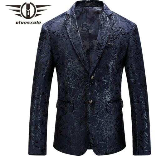 Plyesxale Brand Mens Floral Blazer 2018 Slim Fit Mens Blazers And Suit Jackets 4XL 5XL Plus Size Stage Costumes For Singers Q28