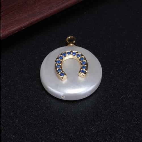 White pearl bead gold cz zircon pave horseshoe best wish charm for jewelry diy making for choker for earring