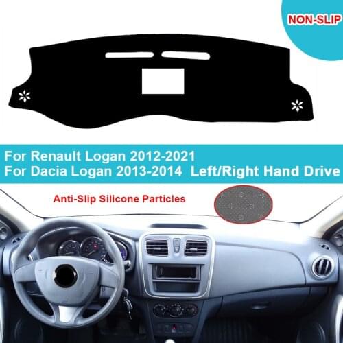 Anti Slip Flannel Suede Polyester Car Dashboard Cover Dash Mat For Renault Logan 2012-2021 Dashmat Carpet Cape Logan 2013 2014