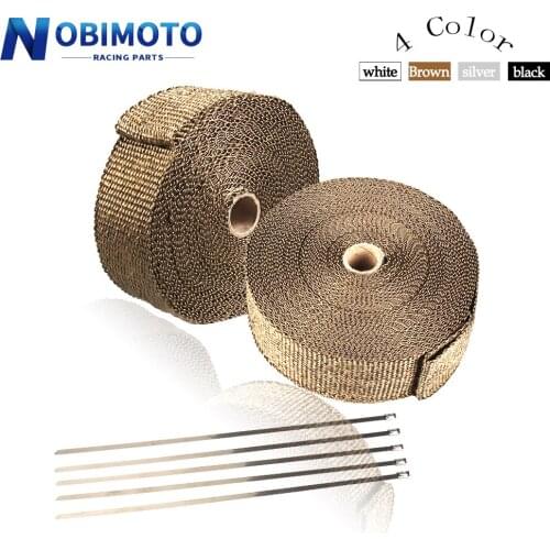 5cm*20M Motorcycle Exhaust Thermal Tape Header Heat Shield Wrap Manifold Insulation Roll Resistant with Stainless Ties