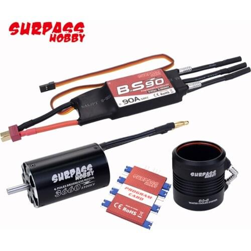 Surpass Waterproof 3660 3500KV Motor w/ Water Cooling Jacket & 90A Brushless ESC Programming Card For RC Boat RC Accessories