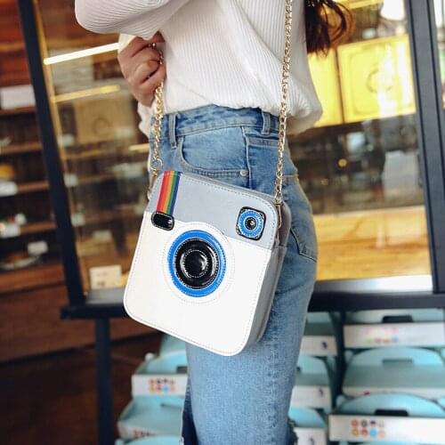 Funny Camera Designer small Flap Bag women PU Leather Shoulder Messenger Crossbody Bags Clutch Purse Day Clutches bolsa