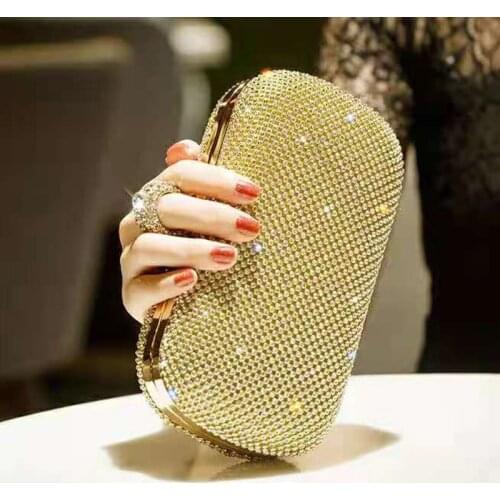 Diamonds Party Evening Bags Finger Ring Crystal Wedding Bridal Day Clutch New Design Rhinestones Female Holder