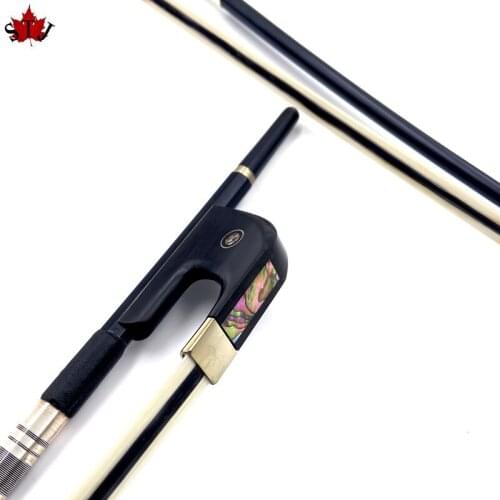 White and black bow hairs 1pc strong German-style double bass bow,Carbon Fiber
