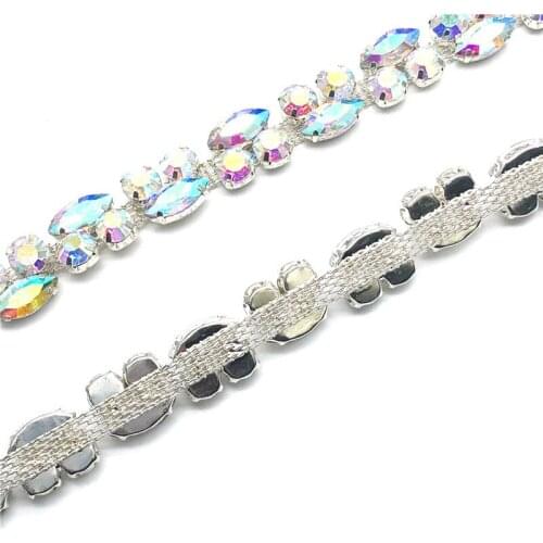 10Yards Rhinestones Trimmings AB Clear For Decoration Use Sewing On Rhinestone Chain Crystal Crafts
