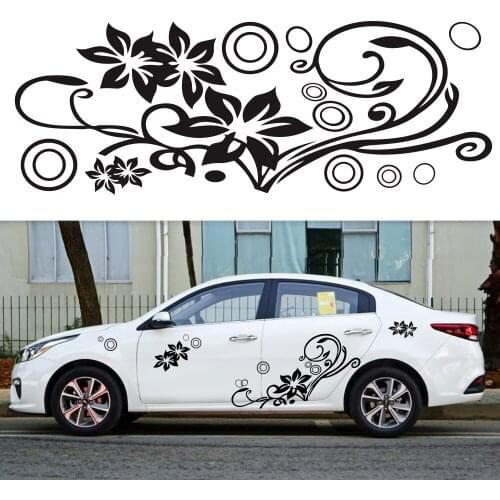 2PCS Design creative flower and butterfly decoration car sticker circle racing side door modification vinyl car accessories