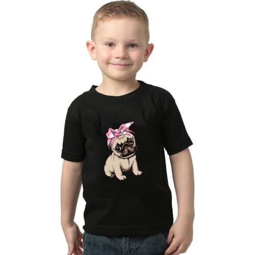 2020 Summer Boys T Shirt Toddler Girl Tees Animal Pug T-shirt for Girls Cotton Childrens Tshirts for Boy Child Shirts Kids Tops