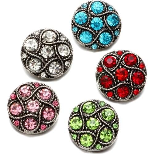 5 Color Star Shape Rhinestone Style Metal Charms 18mm Snap Button Jewelry For Snap Bracelet Snaps Jewelry KZ0600