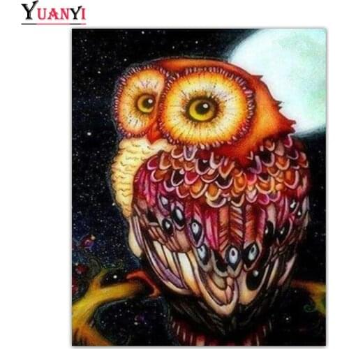 5D DIY Diamond Painting Cross Stitch Animal Owl and Moon Full Square Diamond Mosaic Full Round Diamond Embroidery Home Decor