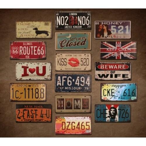 USA Decorative Car License Metal Plate Vintage Tin sign Home Decor Tin Sign Bar Garage Car No. Metal Signs Metal Art Plaques