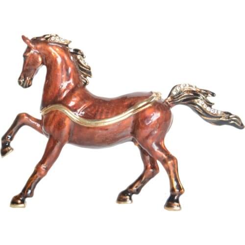 Arabian Horse Enameled Pewter Jeweled Trinket Box Keepsake Box Pill Box Horse Figurine Gifts