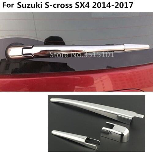 Car Styling ABS Chrome Rear Glass Wiper Cover Tail Window Nozzel Frame 3pcs For Suzuki S-Cross Scross SX4 2014 2015 2016 2017