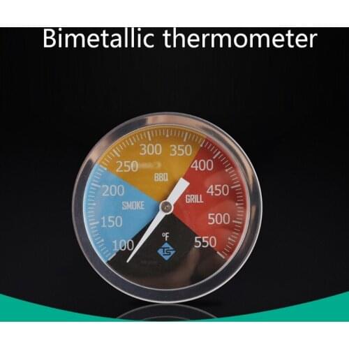 100-550°F Bimetal Thermometer Stainless Steel Barbecue BBQ Grill Smoker Temperature Gauge Kitchen Supplies 19QE