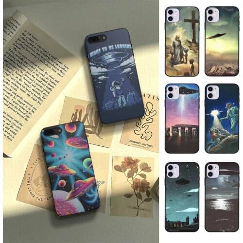 Alien UFO Phone Case Fundas Shell Cover For Iphone 6 6s 7 8 Plus Xr X Xs 11 12 13 Mini Pro Max
