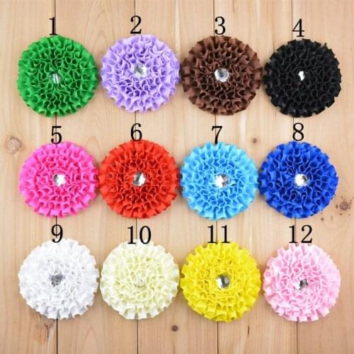 DIY Satin wrinkle Fabric flowers 60 pcs/lot