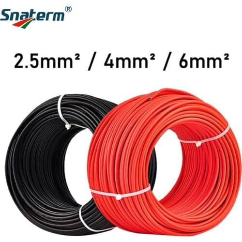 Photovoltaic Cable 14/12/10 AWG 2.5mm2 4mm2 6mm2 Solar Power Cable Wire/TUV Cable for PV Panels Connection Red Black XLPE jacket