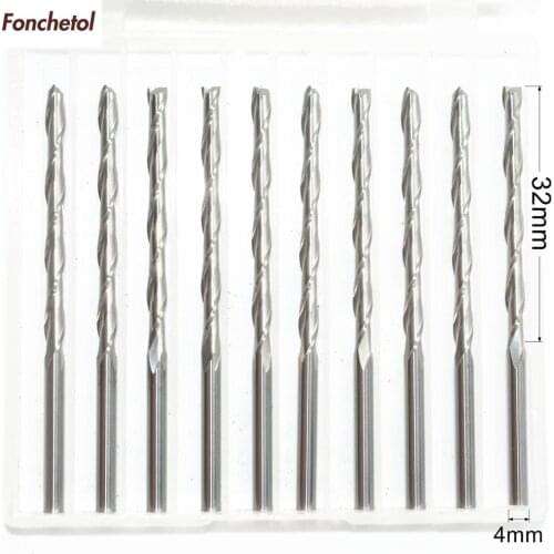 4mm*32mm-10pcs,CNC machine tool,Tungsten Solid carbide milling cutter,2 flute end mill,Acrylic,PVC,MDF,Plexiglass,wood