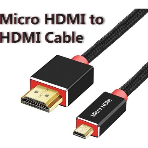 Shuliancable Micro HDMI to HDMI Cable 2.0 4K 60Hz 1080p 3D 1m 2m 3m high speed Adapter for Camera Tablet HDTV PC Micro HDMI