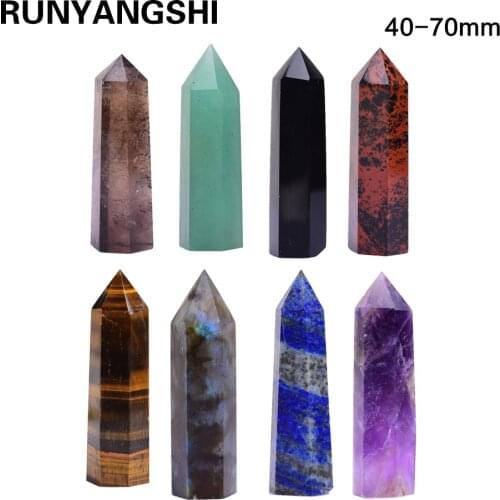 Runyangshi 1pc 4-7cm Natural Crystal Quartz Wand Point Healing Stones for Aquarium Crafts Making Ornaments Home Deco