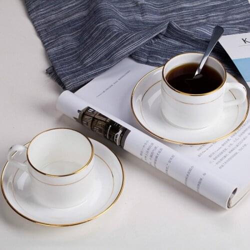 Bone China Coffee Cup Sets European Small Luxury Coffee Simple Afternoon Cafe Household Tea Mug Porcelain Espresso Cup