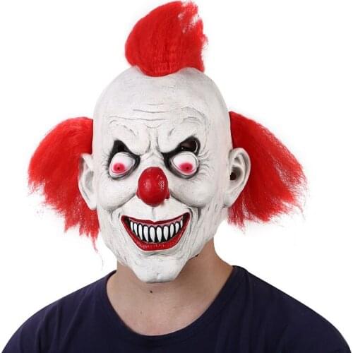 Cosplay Masks Latex Horror Pennywise Clown Joker Mask Wig Smile Killer Red Nose Cosplay Party Christmas Halloween Costume Props