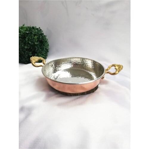 Copper hand tattoo heavy first quality handmade native turkish product 21 Cm 650 g pan kuymak omlet setting baking