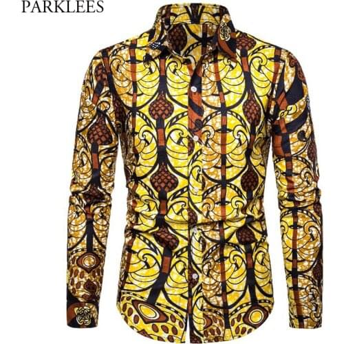 Fashion Dashiki Print African Shirt Men 2019 Brand New Batik Wax Bazin Riche Traditional Cotton Africa Clothing Chemise Homme