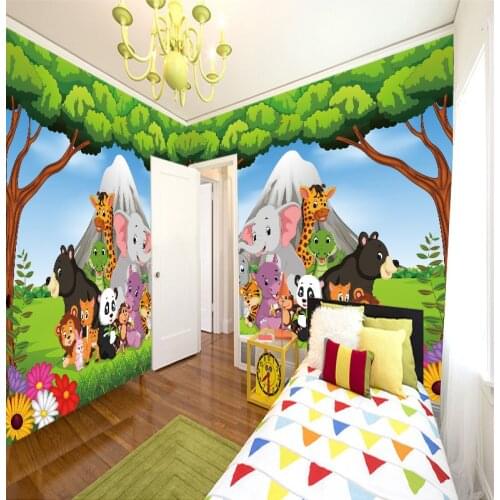 Cartoon Animal Canvas Wallpaper Wall Sticker murals Childrens Room Art Poster Stickers Living Bedroom Home Decoration