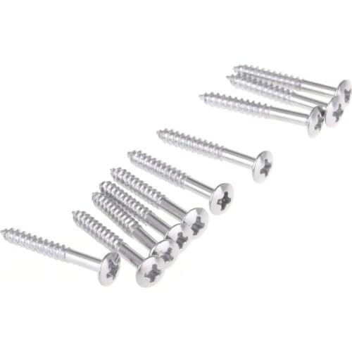 Musiclily 3*22mm Guitar Bridge Mounting Countersunk Screws, Chrome (20 Pieces)