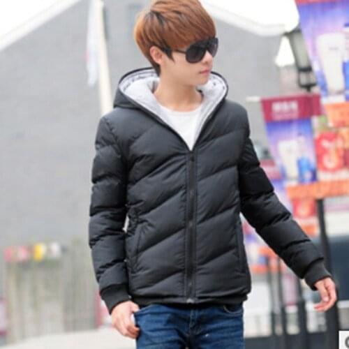 Mens cotton padded male Korean male fashion chain hat men down coat coat thickness