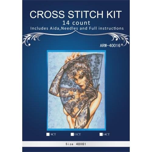 11/16/18/28 Needlework,DIY DMC 14CT Cross stitch,Set For Embroidery kits,Poppy flowers Counted Cross-Stitching girl
