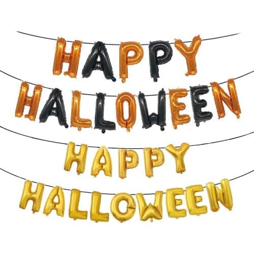 16 inch happy halloween letter balloon set golden halloween hotel shopping mall family party decoration aluminum foil balloon