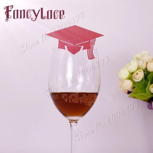 New Arrical!60PCS Laser trencher cap Wine Glass Cup Paper Card For graduation party/Table Decoration/Home Decor Name Place Cards