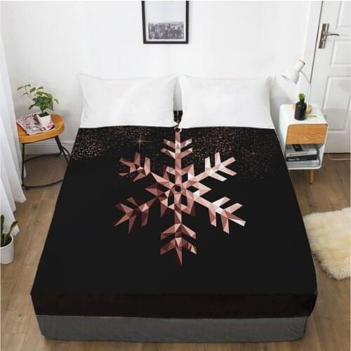 New Product)3D Printed 1pc 100%Polyester Snowflake Printed Fitted Sheet Mattress Cover Four Corners With Elastic Band Bed Sheet