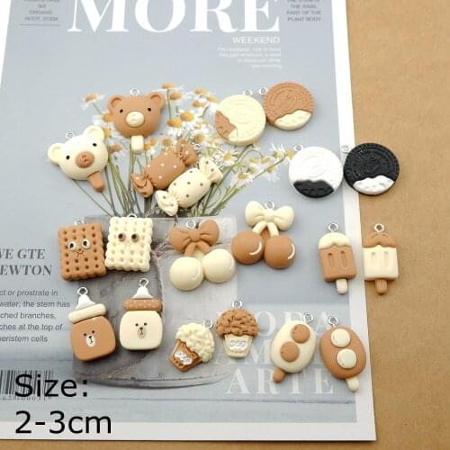 Cherry Biscuit Candy Ice Cream Popcorn Charms For Bracelets Earring Jewelry Making DIY Craft Pendants Handmade Dollhouse